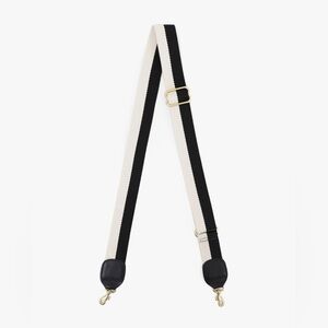 Clare V Adjustable Crossbody Strap Natural Cream Black with Gold Clips